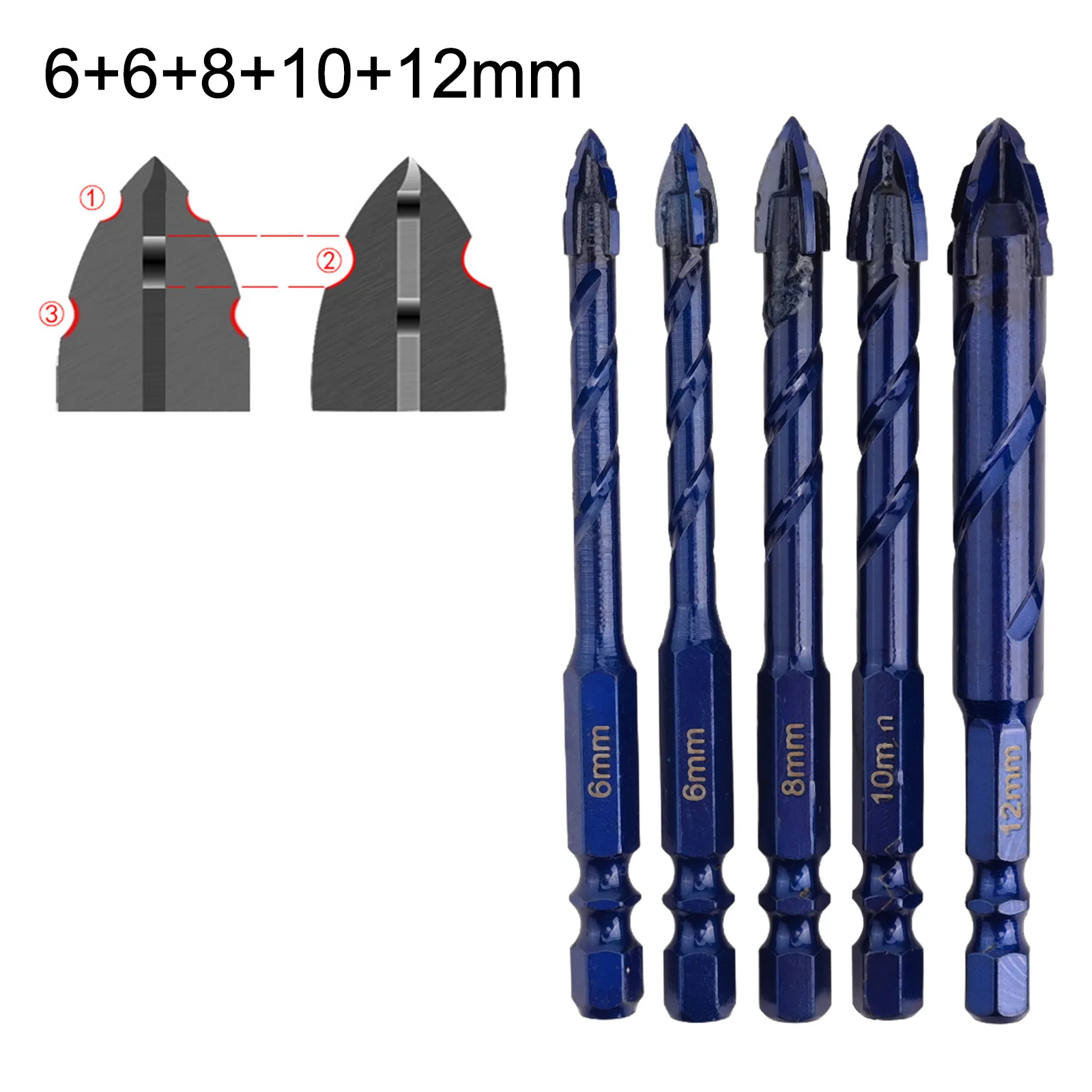 Triangular Spiral Eccentric Drill Bits Kit For Glass Tile Punching High Hardness Eccentric Drill Bit Power Tools