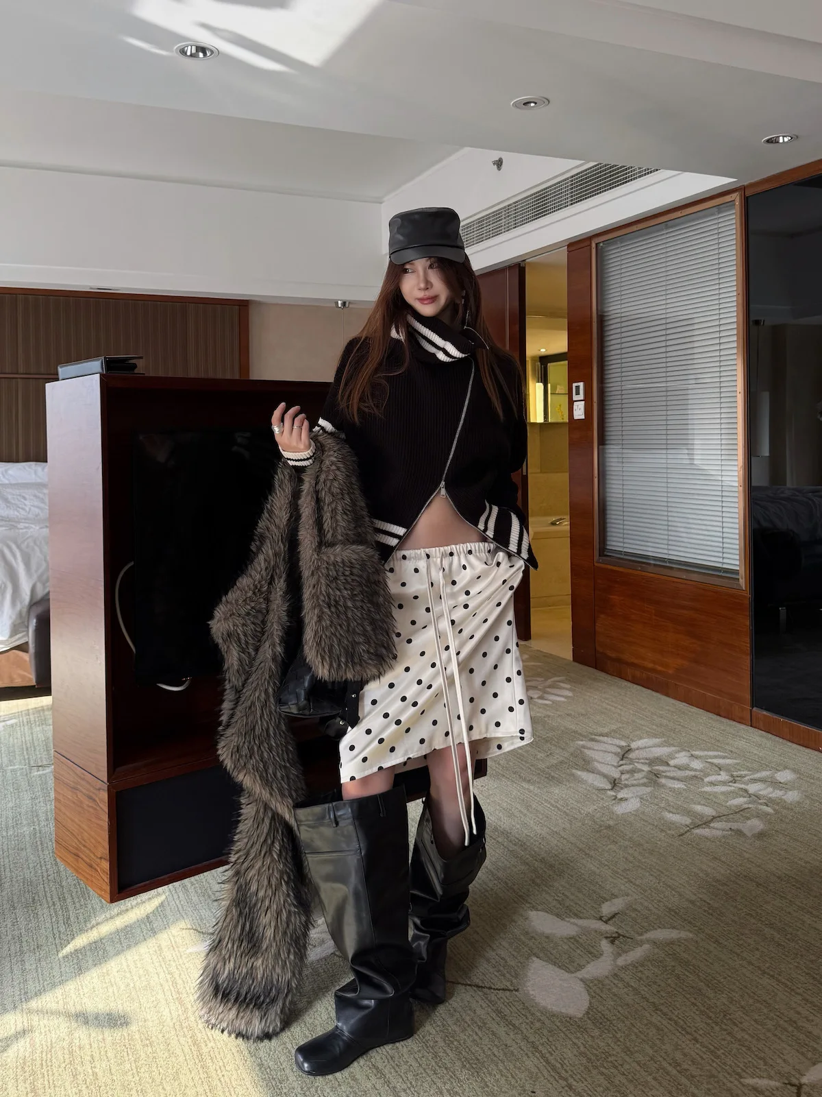 

Юбка Sermeet в стиле ретро с принтом в горошек, женская, с завязками, утягивающая, универсальная, струящаяся, прямая, класса люкс, весна 2026