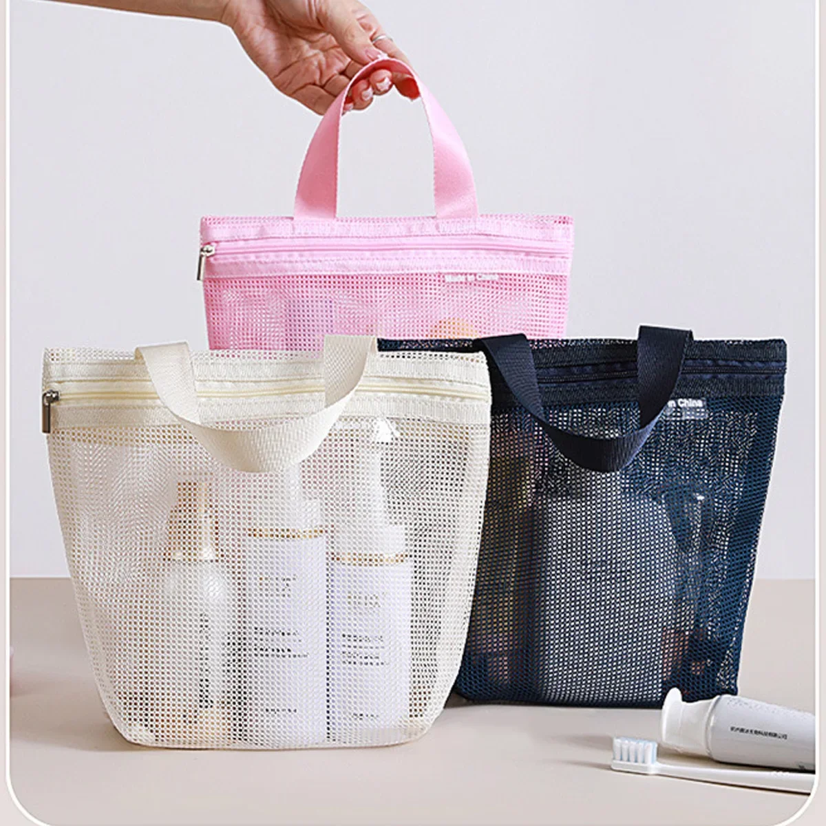 1PCS Travel Portable Mesh Cosmetic Toiletry Tote Bags Skin Care Product Organizer Travel Washing Bath Accessories Bags