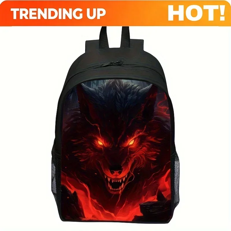 Custom Bag [Animal Print Backpack] Men's Backpack - Stylish Digital Print Of Animals, Red Wolf King Women's Backpack, Unisex Out
