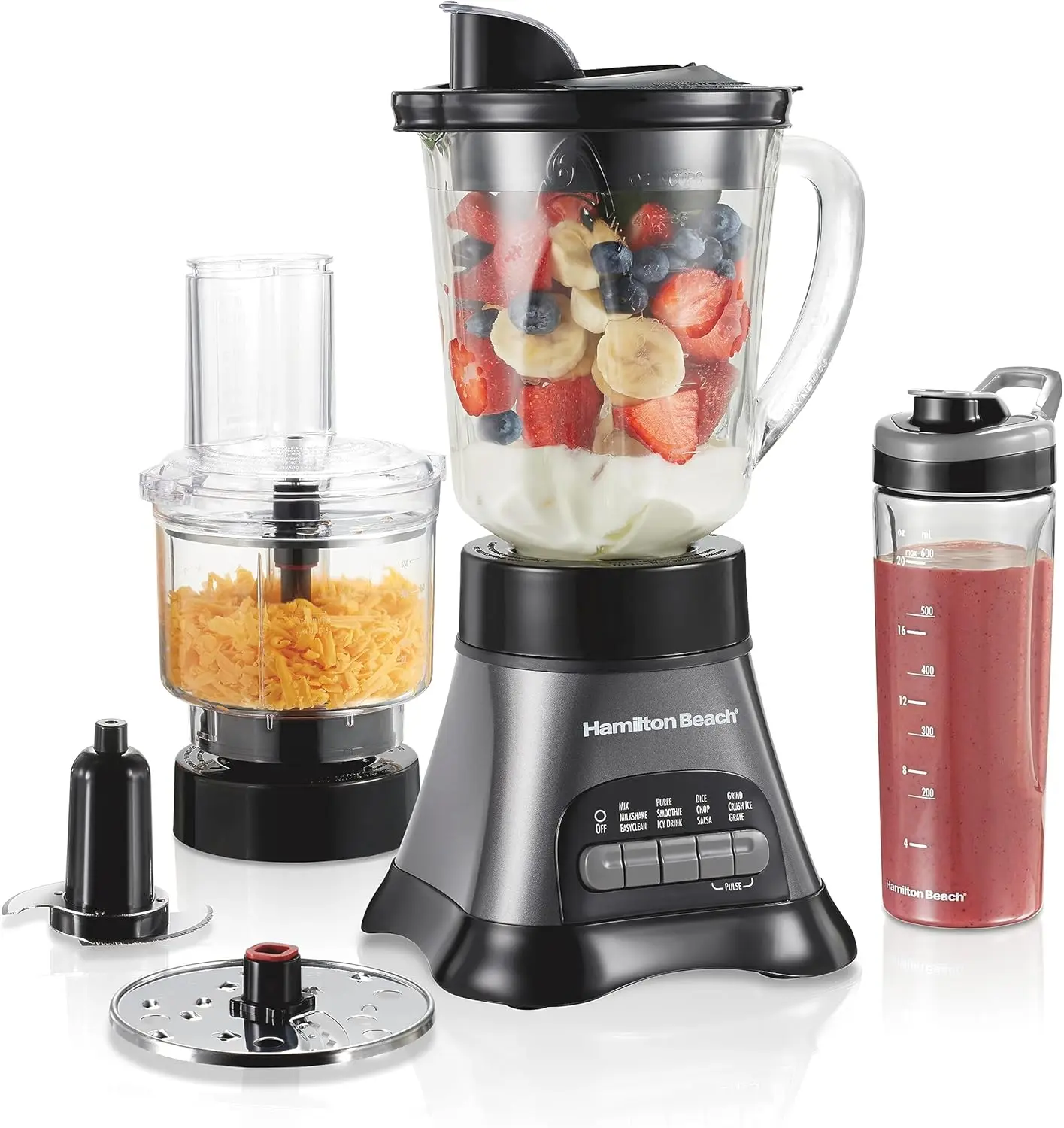 

Smoothie and smoothie blender and food processor combination, with 40 ounce glass jar, portable mixed travel mug