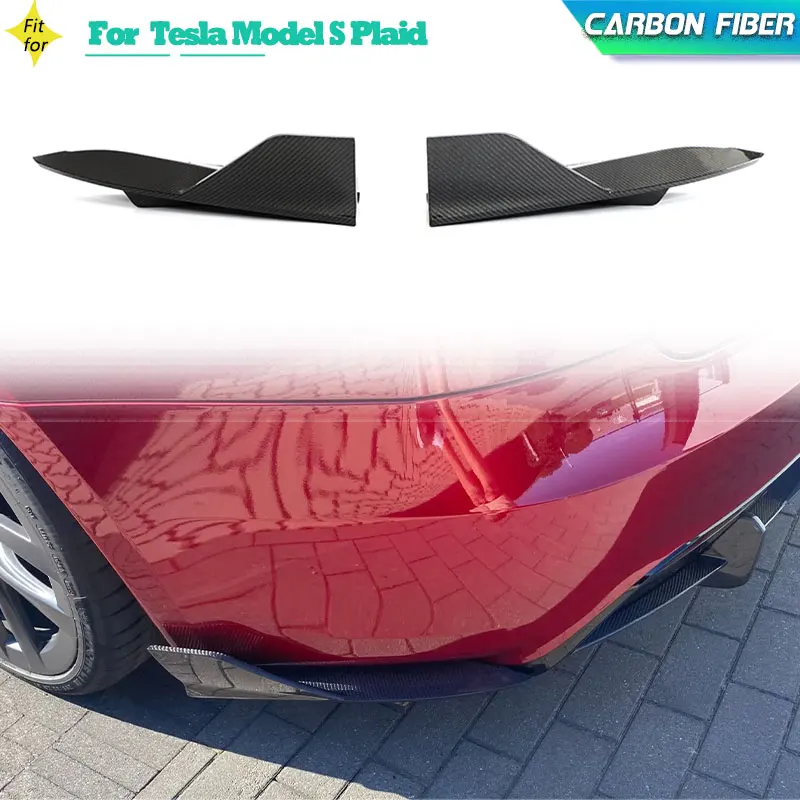 Carbon Fiber Car Rear Bumper Splitters for Tesla Model S Plaid Sedan 2021-2023 Racing Rear Splitters Add On Apron Flaps Body Kit