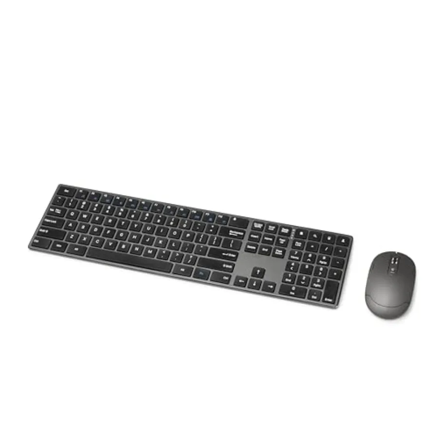

Ultra Premium Wireless Keyboard and Mouse Combo Rechargeable Full-Size with Number Pad Sleek Design Plug and Play Quiet Typing