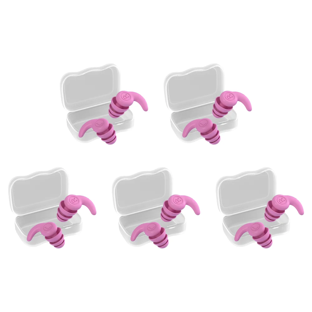 การลดปลั๊กอุดหูซิลิโคน1คู่3ชั้นสำหรับเด็กอายุ5-12ปี (สีชมพู)