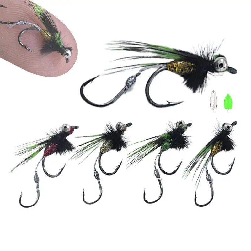 Fly Fishing Kit 5 Pcs Fly Fishing Dry Fly Assortment Vibrant Colors Handmade Fly Fishing Kit Lures For Saltwater And Freshwater