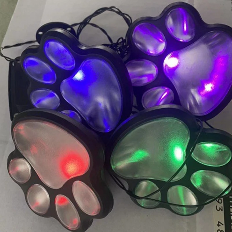 Wireless Set Of 4 Solar Dog Print Lights Garden Statue Lantern LED Path Light Outdoor Animal Pet Lamp