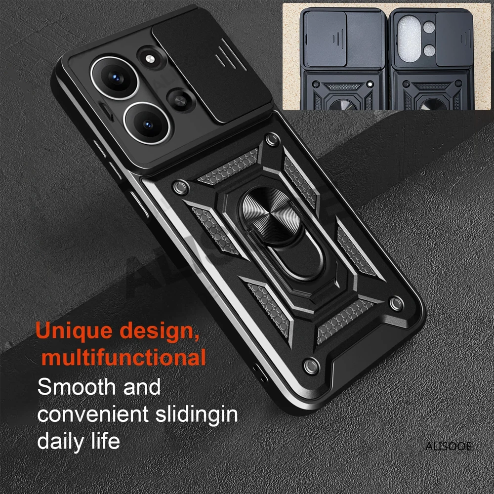 Für Xiaomi Redmi 15C (173mm) Europa Version Fall Rüstung Rutsche Kamera Drehbare Ring Ständer Halter Schutz Abdeckung Capa Funda