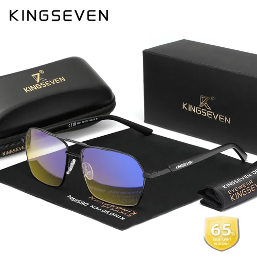 Imagen 2 del producto Marca KINGSEVEN, gafas con filtro de luz azul, lentes transparentes para hombres/mujeres, gafas con bloqueo de rayos azules para ordenador, gafas de moda