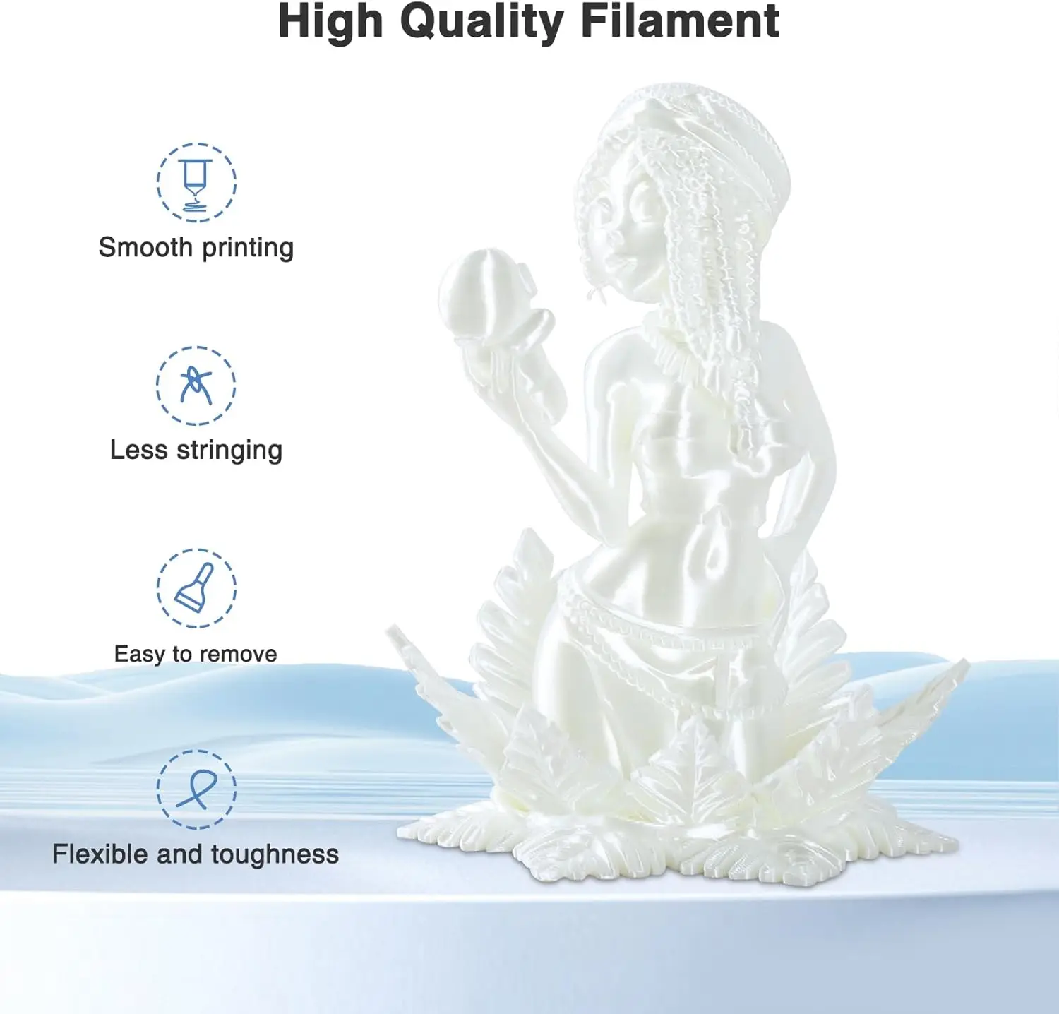 3D Filament 1.75, Shiny Silk PLA Filament with Smooth Silky Surface,Dimensional Accuracy +/- 0.02mm,250G