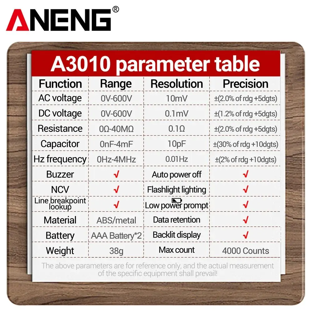 ANENG A3010 4000 Counts Smart Dual Use NCV Voltage Sensing Pen Type Backlight Multimeter Digital Automatic Ranking Tools