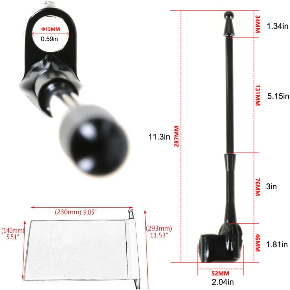 Motorcycle Antenna Flag For Harley Yamaha XL 883 1200 X 48 For Honda Gold Wing GL1800 Adjustable Angle Luggage Flagpoles