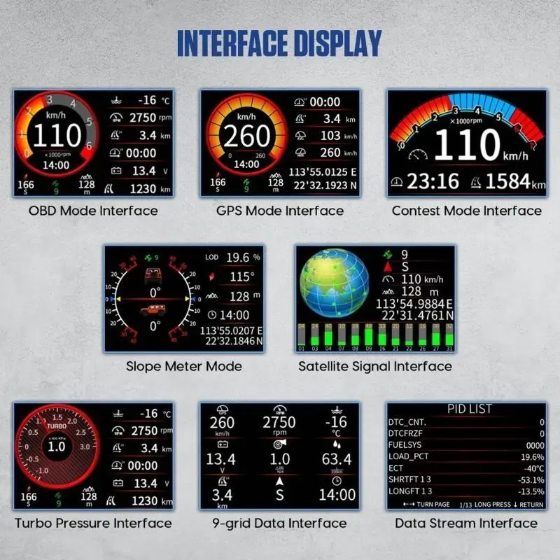 G7NA HUD Car Head Up Display Speedometer Digital Gauges Auto Fatigue Driving Reminder