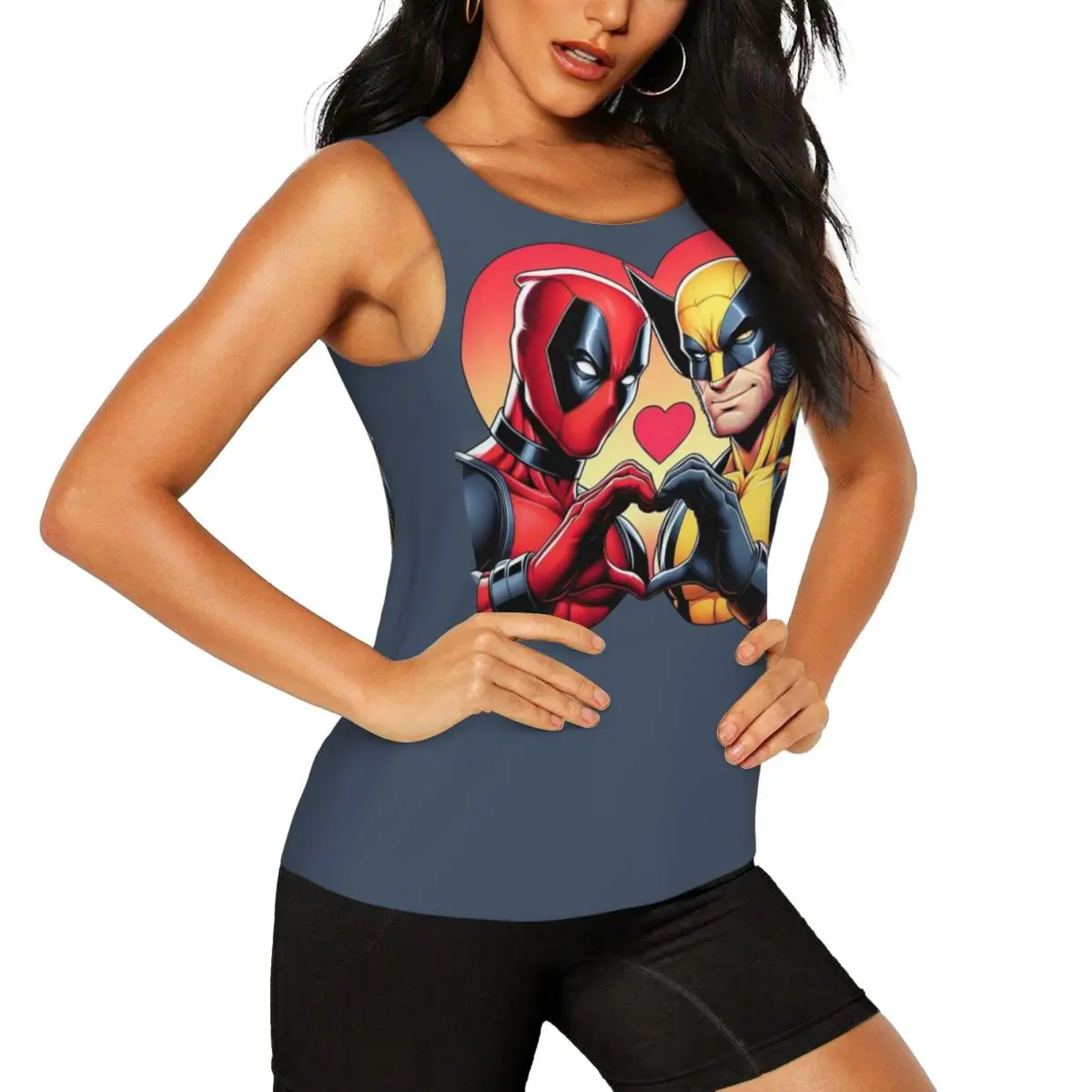 Custom Women Deadpool And Wolvierine Best Friends Workout Yoga Shirts Sleeveless Gym Running Tank Tops