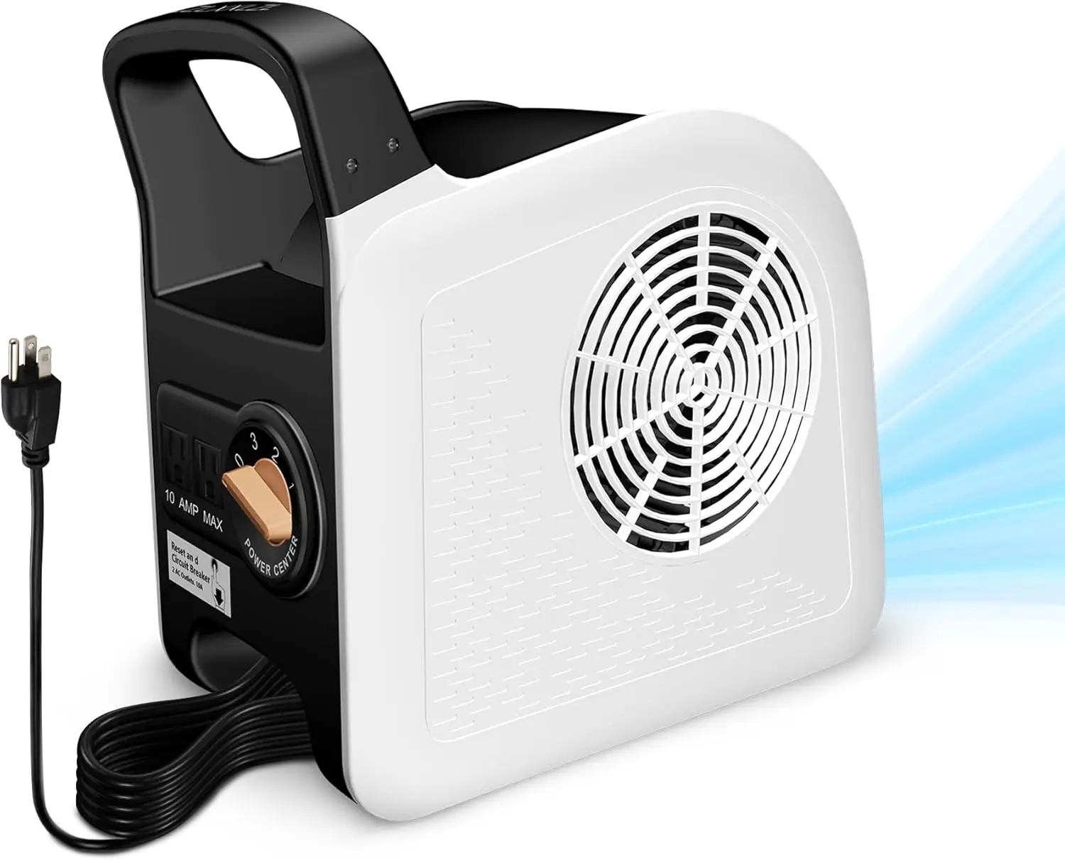

High Velocity Floor Drying Fan, 3-Speed Portable Utility Blower for Home, Garage, Job Site, 2 Outlets & Circuit Breaker