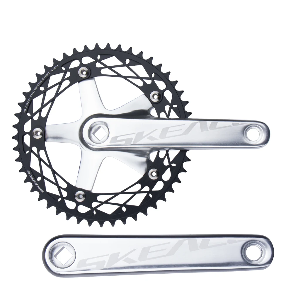 SKEACE Bicycle Crankset 144BCD Mountain Bike Square Hole Crank Aluminum Alloy Single Speed Crank Chainwheel 165mm 49T Crank Set