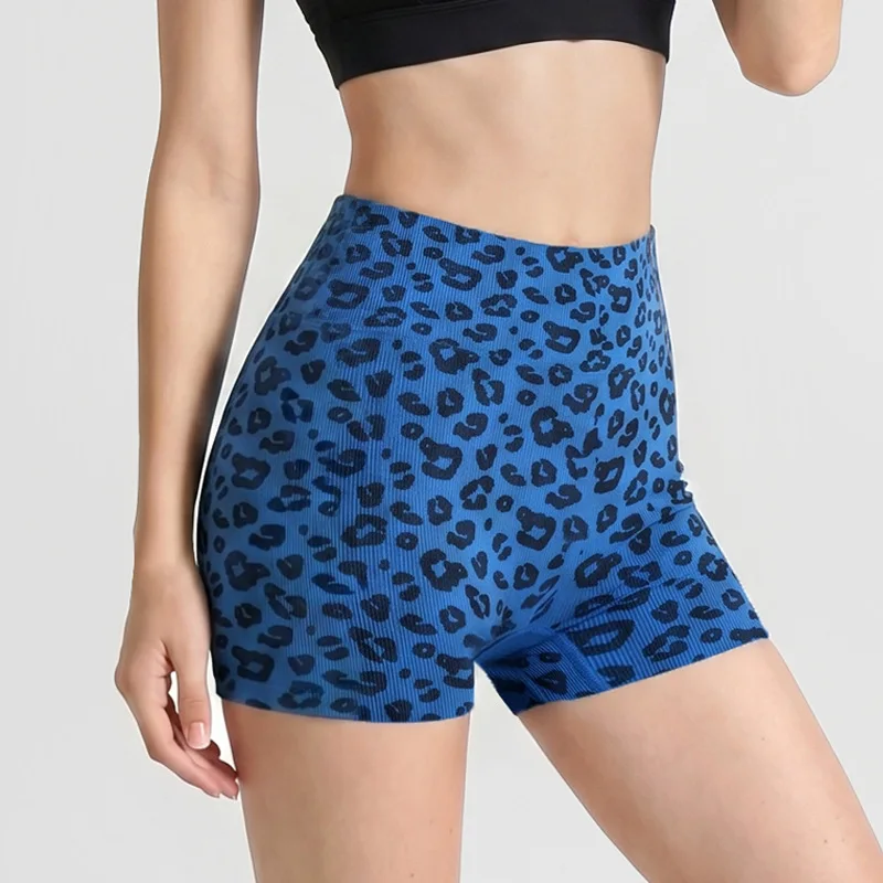Women Leopard Print Yoga Shorts High Waist Sports Shorts Gym Workout Running High Elastic Leggings Hip Liftting Fitness Shorts