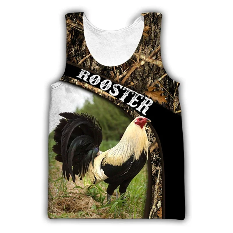 

Animal Rooster Tank Tops Men's Casual Streetwear Fashion Sportswear Vest Oversized Sleeveless Tank Top Gym Man Clothing