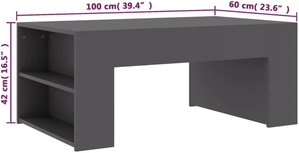 Coffee Table Cocktail Table Reading Table Wood Coffee Table Living Room Furniture Gray 39.4""X23.6""X16.5"" Engineered Wood