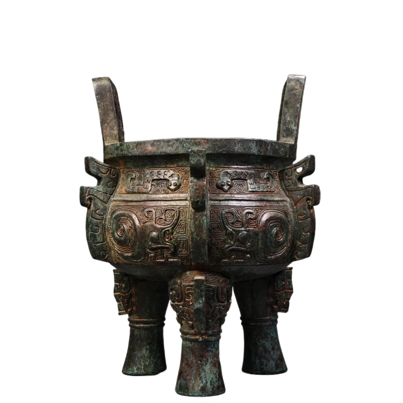 Bronze animal face pattern round tripod overlord tripod bronze collection