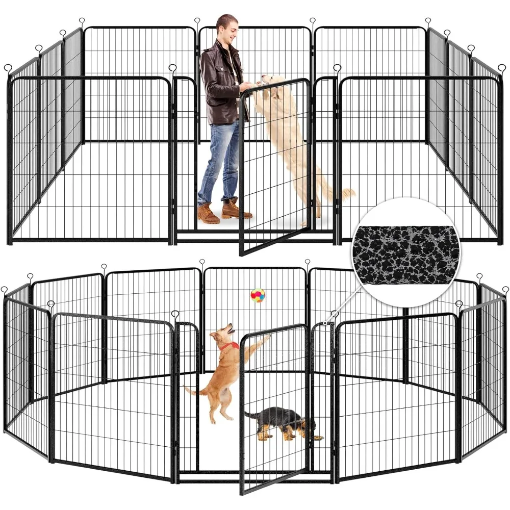 

Dog Playpen Outdoor Extra Wide 12 Panels Heavy Duty Anti-Rust Coating-Strengthened Dog Fence 40" Height with Doors Portable for