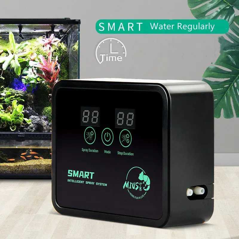 1set Reptile Fogger Terrariums Humidifier Electronic Timer Intelligent Spray System Mist Rainforest Tank Timing Spray System Kit