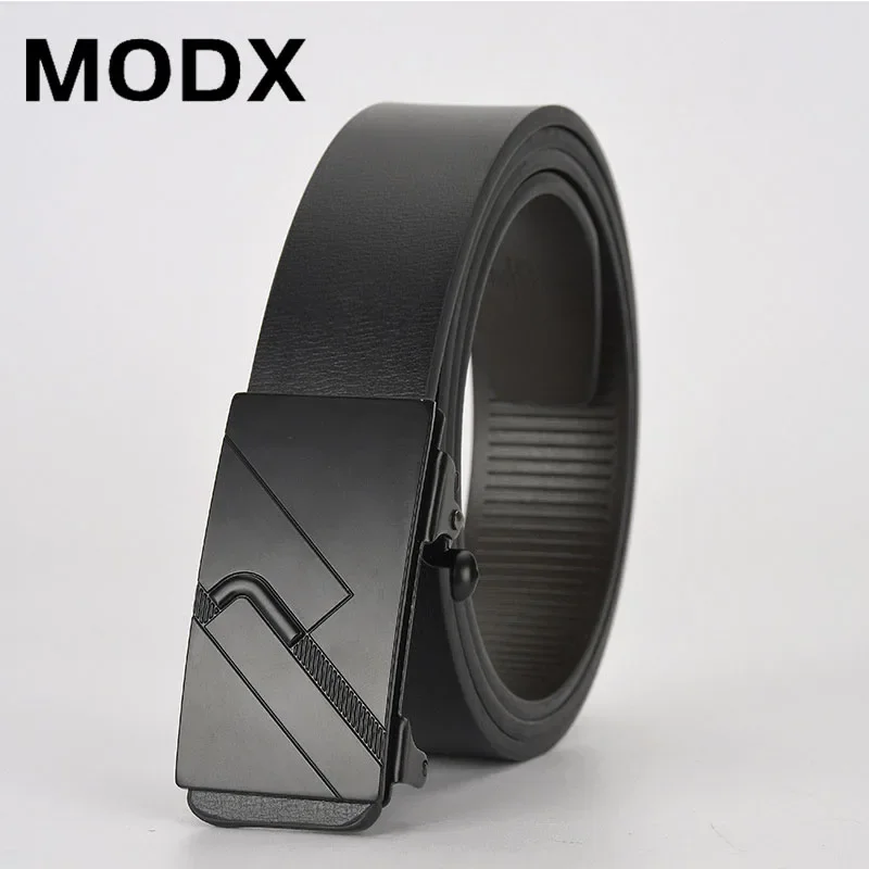 

High Quality Men Leather Belt Metal Automatic Buckle Work Business Black Cowskin PU Strap