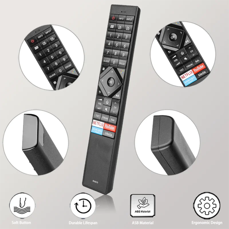EN3A70 For Hisense Remote Control Replacement With NETFLIX YouTube PrimeVideo Buttons, For Hisense TV H50U7B H55U7B H65U7B