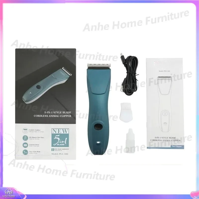 Professional Dog Grooming Kit 5 in 1 Pet Hair Trimmer Low Noise Cordless Rechargeable Clipper for Cats Puppies