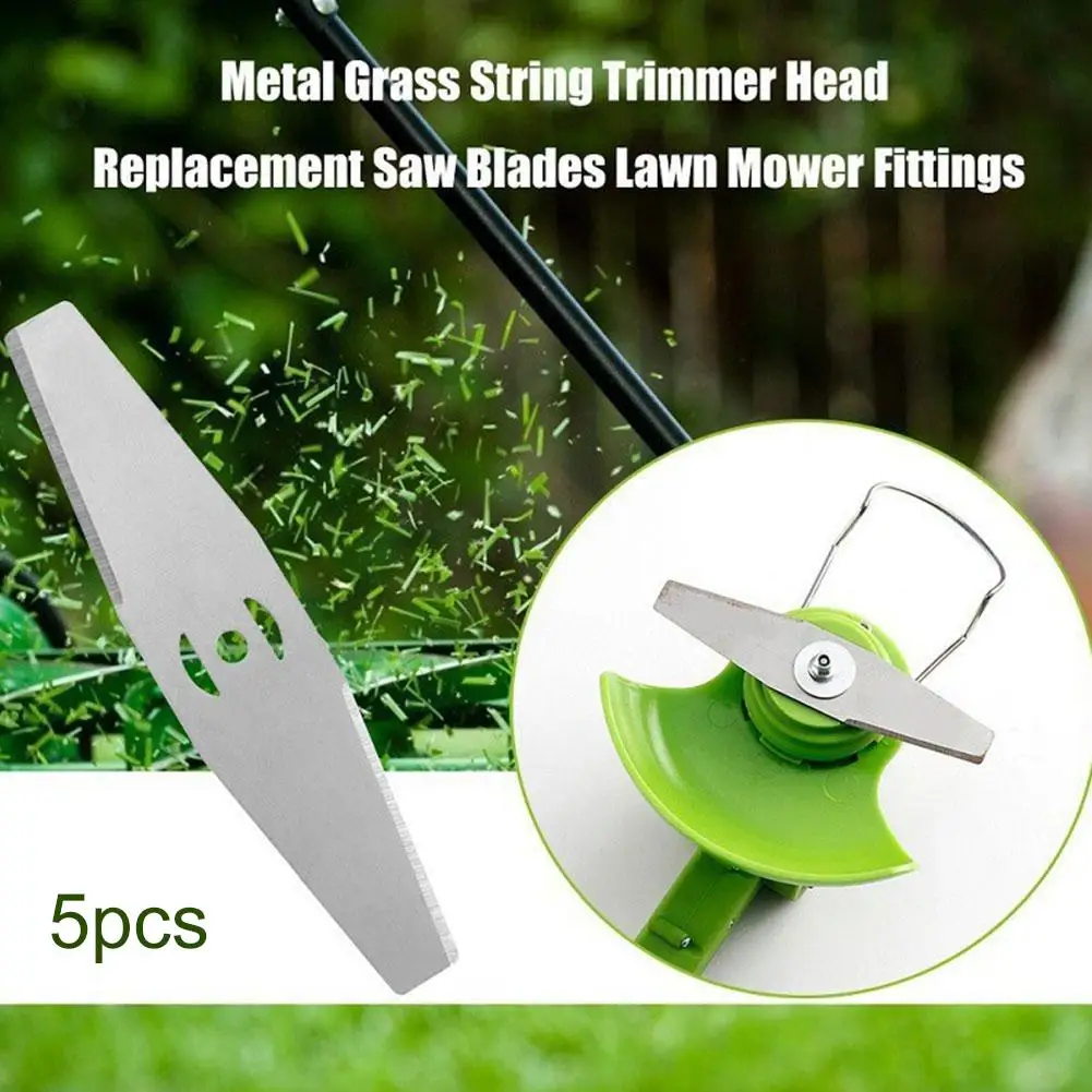 5pcs Straight & Diamond Lawn Mower Blades - High Carbon Steel Replacement Trimmer Blades for Grass Cutter, Universal Fit Trimmer