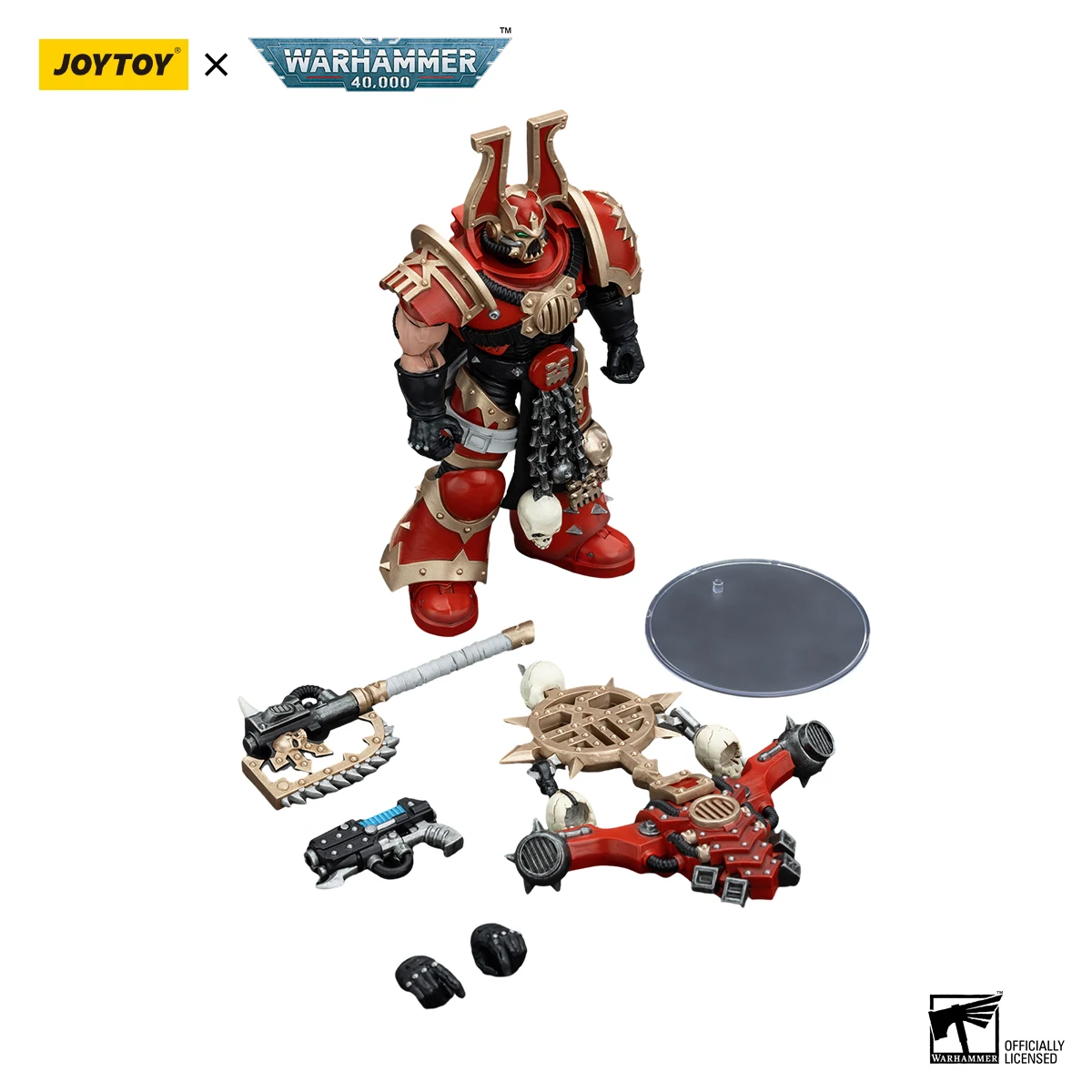 JOYTOY Warhammer 40K 1/18 figurka World Eaters Khorne Berzerker z Berzerker lcon figurki Anime zabawki Model