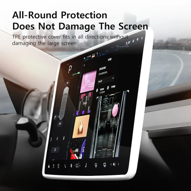 For Tesla Model Y 3 2021 - 2024 Screen Frame Protector Silicone Center Console Screen Frame Protector Car Interior Accessories