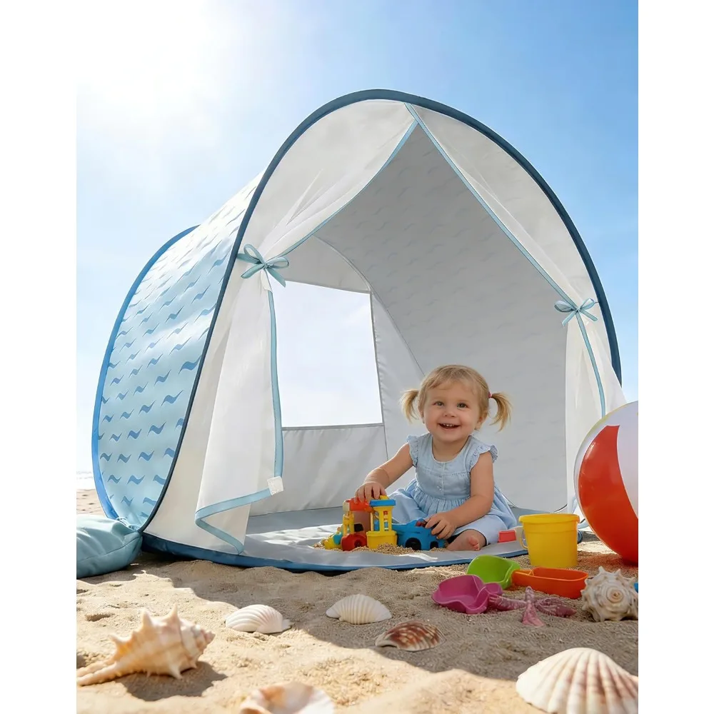 

Upgraded Baby Beach Tent UPF50 UV Shade with Mosquito Net Portable Outdoor Summer Infant Canopy