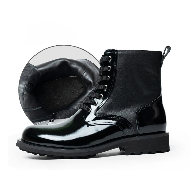 

Handmade Riding Boots Men's Genuine Leather Office Casual Round Toe Lace Up Black Motorcycle High Top Shoes Male Chelsea Boots