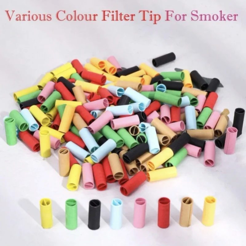 50pcs Colorful Cigarette Filters Pre-Rolled Paper Cigarette Mouthpieces Filter Tips 0.3 inch Diameter