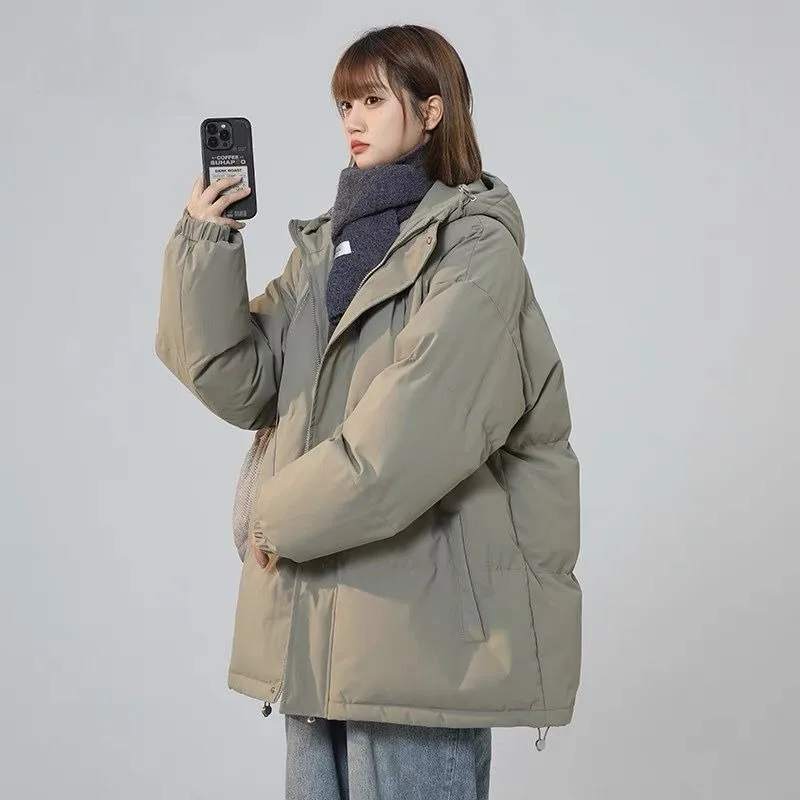 

Cotton padded women's hooded loose cotton jacket, winter bread jacket, thick cotton coat jacket