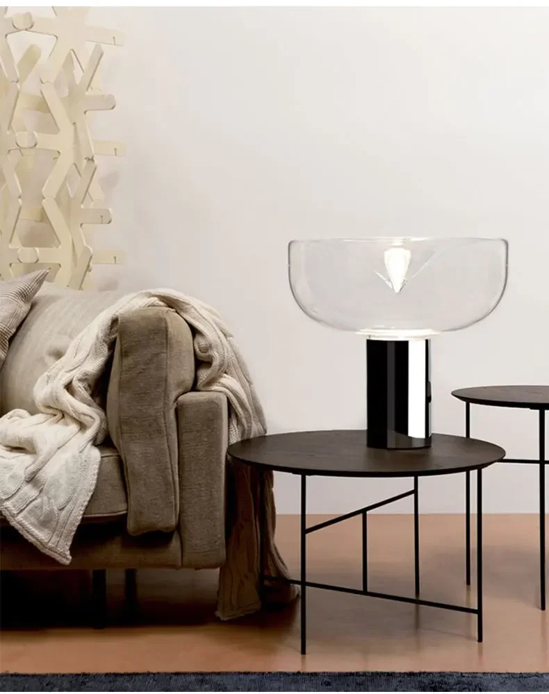 Modern Simple Bedside Table Lamp Nordic Light Luxury Radar Design Model Living Room Bedroom Bedside Light Glass Decorative LED