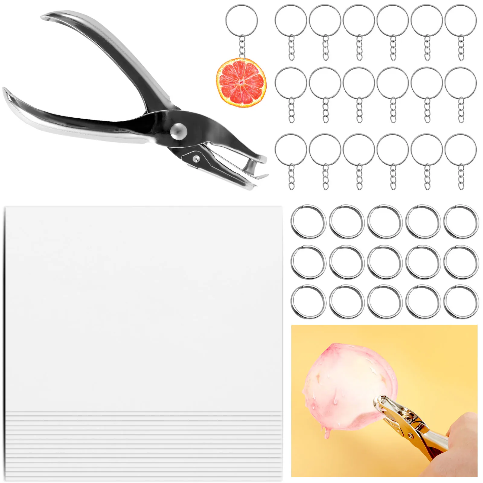 kit-de-251-piezas-para-hacer-llaveros-personalizados-con-laminas-shrinky-dink-50-llaveros-100-anillos-de-apertura-y-1-perforadora
