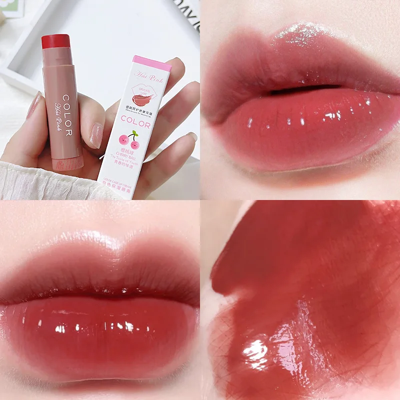 Bálsamo labial anti-seco hidratante, cuidado labial fácil de transportar, batom anti-cracking, maquiagem colorida, 3 pcs, 1pc