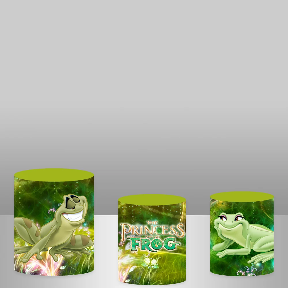 Disney เจ้าหญิงและกบวันเกิด Party รอบฉากหลังฝาครอบ Fairy Girls ตารางฐานครอบคลุมพื้นหลังวงกลม