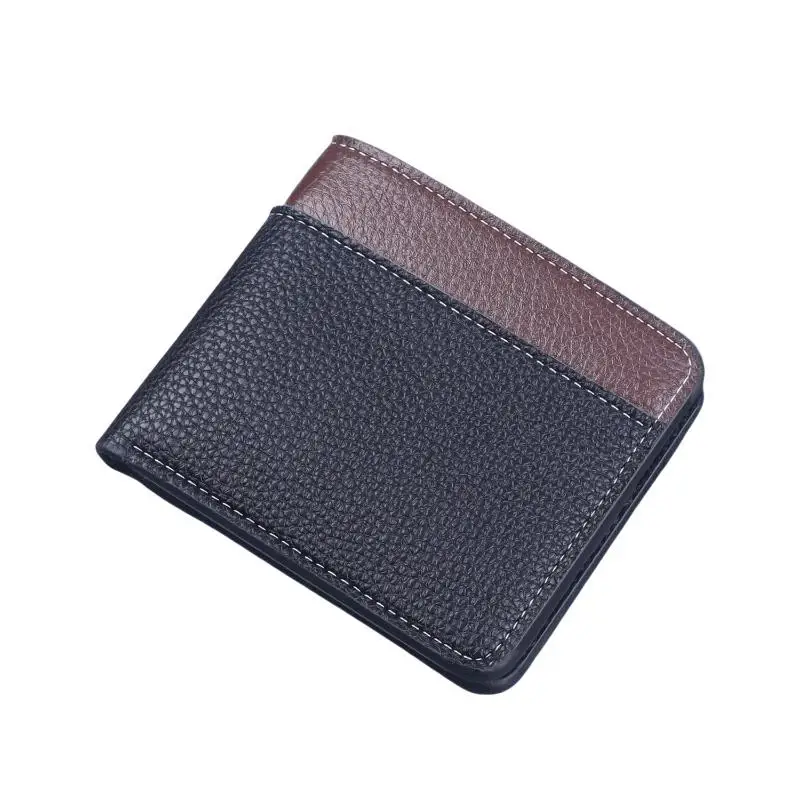 Minimalistisches Herren-Portemonnaie aus PU-Leder, Schwarz, Kaffee, große Kapazität, mehrere Fächer, zweifach faltbar, Ausweishalter, für Männer und Frauen. – Detail 6
