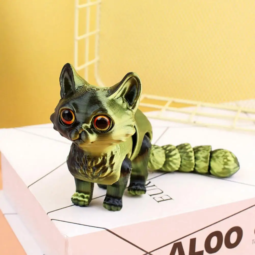 Stress Relief Cat Toy 3d Printed Cat Toy Stress Relief Model Articulated Fidget Toy Desktop Pet Decoration Ornament for Office