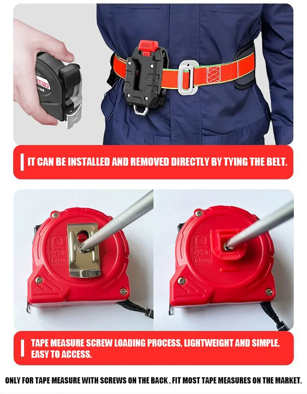 NEW Universal Tape Measure Quick-hanging Belt Clip for Tajima Milwaukee Digital Measuring Tape Laser Man Gift