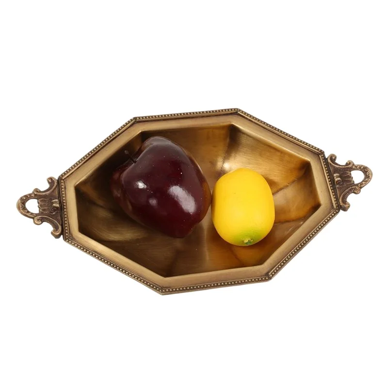 New Indian imported retro creative brass luxury handmade fruit plate, storage plate, living room coffee table jewelry ornament