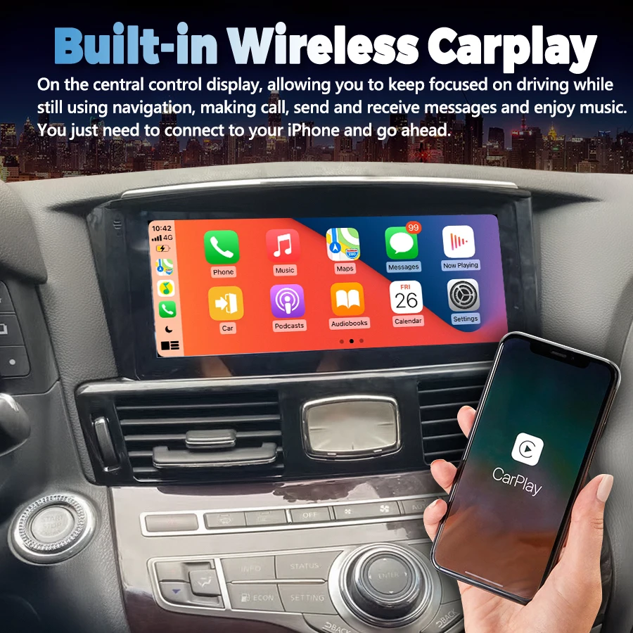 لإنفينيتي Q70 Q70L M25 M35 M37 M56 2013-2019 راديو السيارة 10.25 بوصة شاشة الوسائط أندرويد 13 مشغل فيديو ستيريو تلقائي لتحديد المواقع Carplay