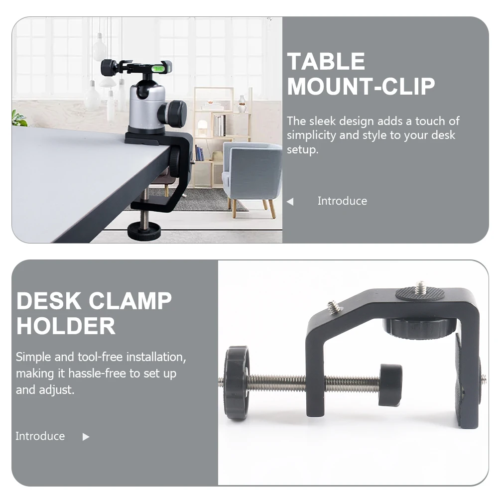 

Desktop Fixed Microphone Stand Shaped Retaining Clips Heavy Black Plastic Versatile Bracket Microphones
