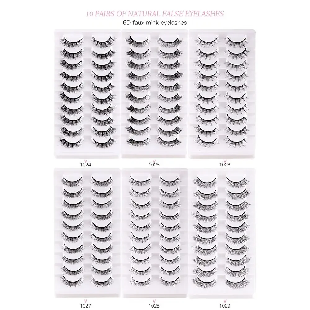 10 ペアうっすらとした偽まつげナチュラルつけまつげマンガまつげ短いまつげキャットアイルック