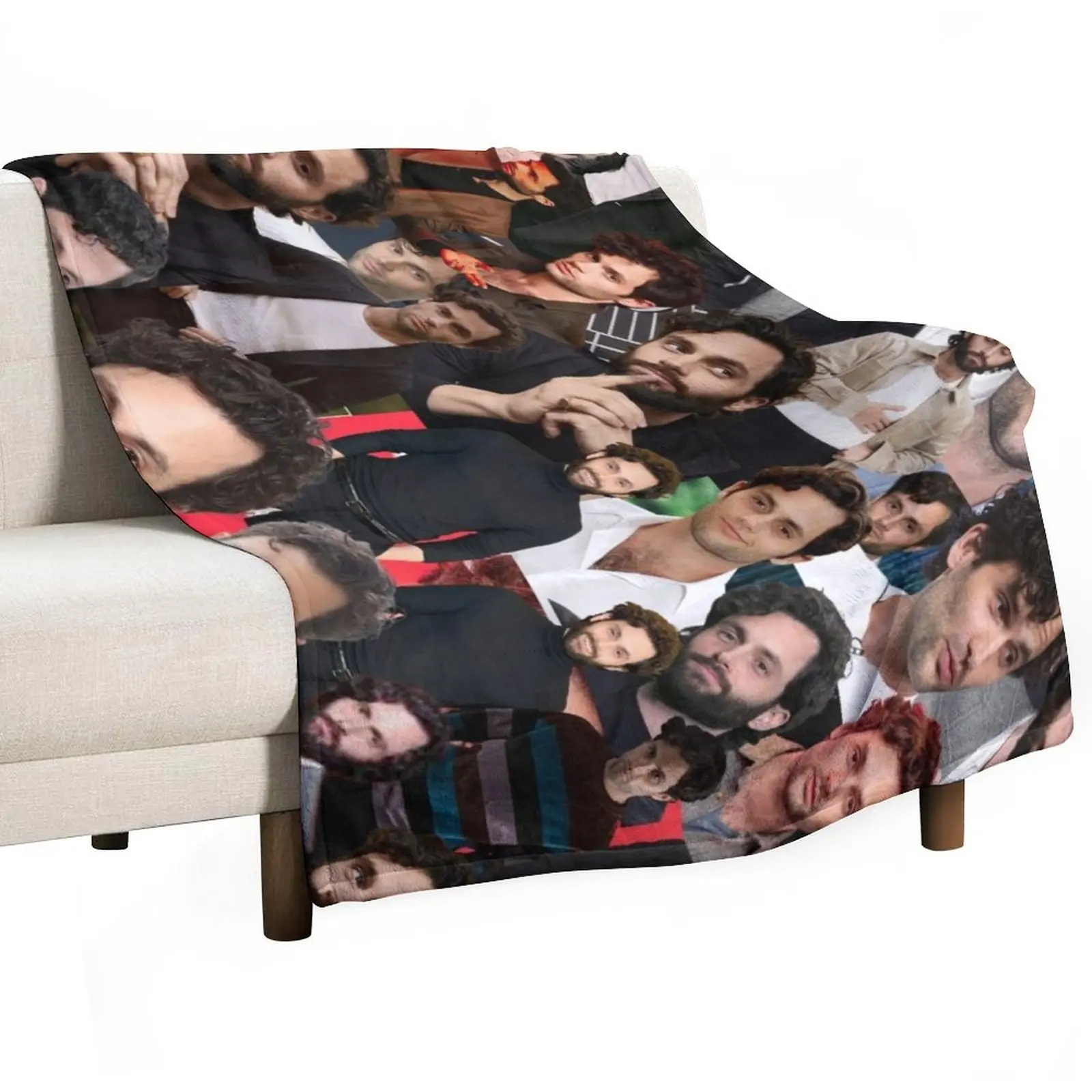 

Penn Badgley American actor Beautiful Aesthetic Lateral Collage - 3 Throw Blanket All Weather Soft Throw Blanket for Sofa