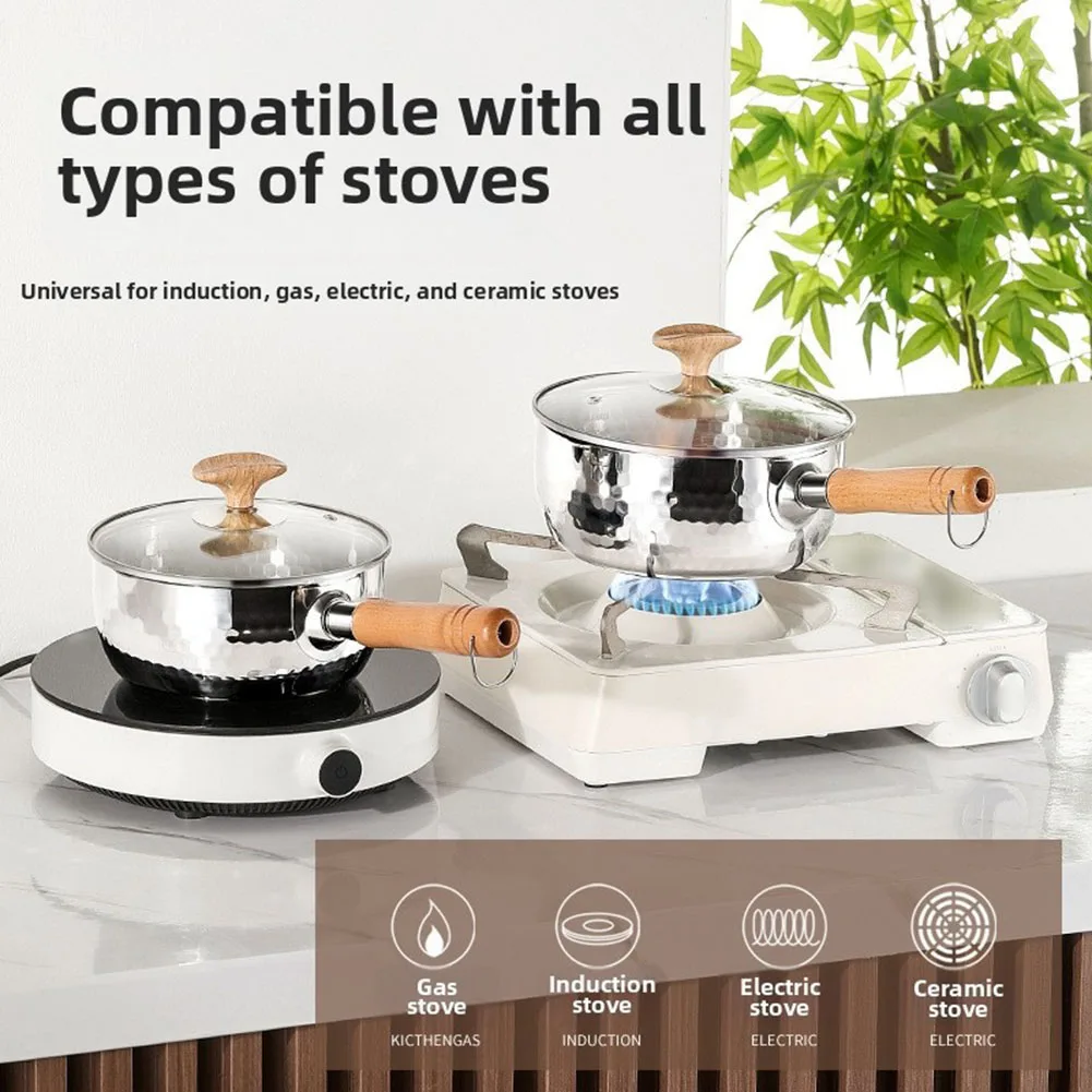 Stainless Steel Cooking Pot with Steamer Basket Tempered Glass Lid and Rounded Spout for Milk Noodle and Soup Applications