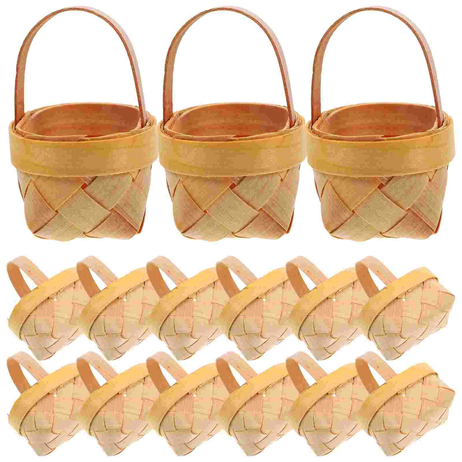 

15 Pcs Mini Wood Slice Baskets Handwoven Light Storage Candy Packaging Party Favors Holder 6 5x5x3 5cm Unique Practical