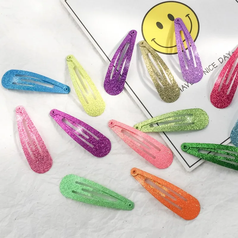 10pcs/set 5cm Children Hair Clips Shining Metal Barrettes Colorful Hairpins BB Clip Girls Hair Accessories